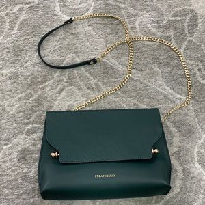 Strathberry Stylist Leather Bag in Bottle Green